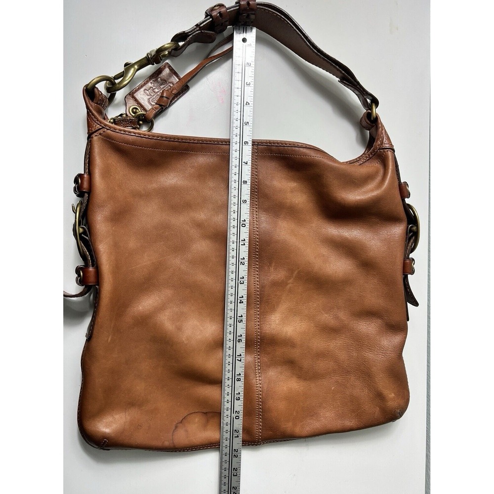 COACH Bleecker Felicia Burnished Leather‎ XL Slim Duffle Hobo Bag Purse 11424 - Picture 5 of 16